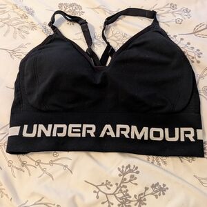 Under Armour Black Sports Bra with White Logo